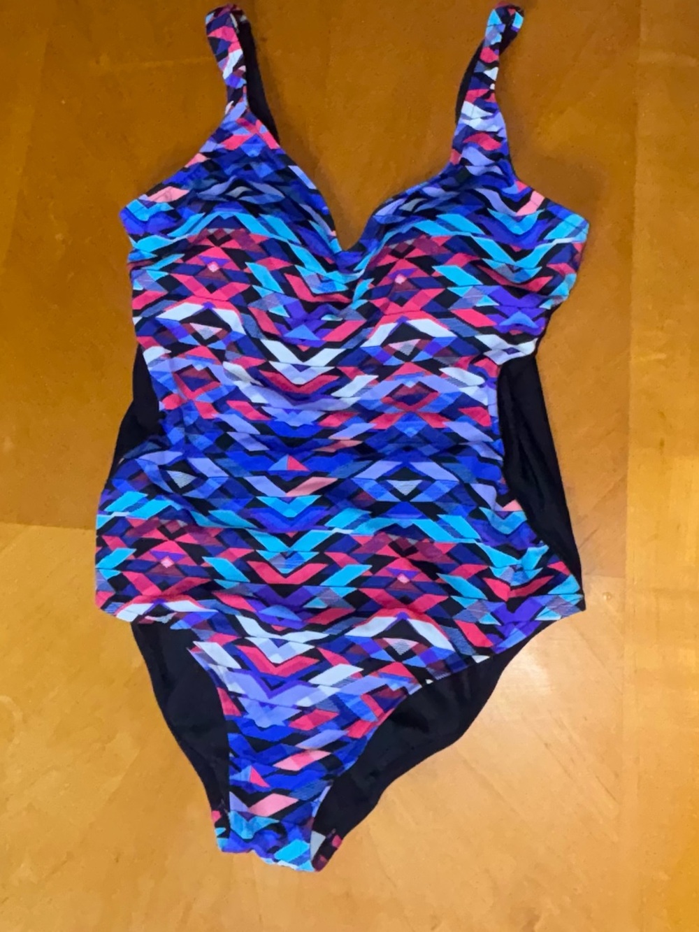Ladies XL Multicoloured One Piece Swimsuit - Aqua Green